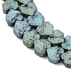 電気メッキされた天然溶岩岩ビーズ連売り  ハート  メッキグリーン  8~9x8x3mm  穴：1mm  約56個/連  15.75''~16.14''（40~41センチメートル）&nbsp;G-K388-04B-03