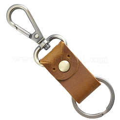 牛革と合金のキーホルダー  回転式ナスカン付き  砂茶色  10.15cm&nbsp;KEYC-WH20005-24B