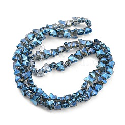 半メッキ電気メッキ透明ガラスビーズ連売り  蝶  ドジャーブルー  8x10x6mm  穴：1mm  約90個/連  10.08インチ（25.6cm）&nbsp;EGLA-G037-11A-HP01