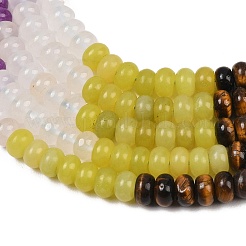 Natural Polychrome Jasper & Flower Amazonite & Tiger Eye & Dyed White Jade & White Jade & Lemon Jade Beads Strands&nbsp;G-Z135-C01