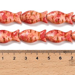 合成ターコイズビーズ連売り  魚  染め  スプレー塗装  ミックスカラー  24x11.5~12x7mm  穴：1.2mm  約17個/連  15.16''（38.5センチメートル）&nbsp;TURQ-F019-01