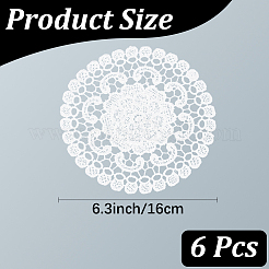 花柄ポリエステル刺繍レースコースター  ダイニングテーブルの装飾用カップマット  ホワイト  155x1mm&nbsp;AJEW-CN0007-46A