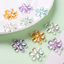 透明なアクリルビーズ  ABカラー  花  ミックスカラー  25x4.5mm  穴：1.6mm&nbsp;X-TACR-S154-35C
