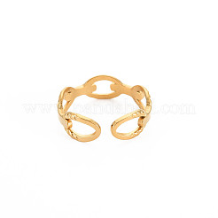 Ion Plating(IP) 304 Stainless Steel Cable Chain Shape Open Cuff Ring for Women&nbsp;RJEW-S405-178G