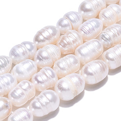 天然養殖淡水パールビーズ連売り  ライス  貝殻色  7.5~13x6.5~8.5mm  穴：0.6mm  約32~35個/連  12.91~13.11インチ（32.8~33.3cm）&nbsp;PEAR-N012-07S