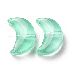 透明なスプレー塗装ガラスビーズ  三日月  アクアマリン  14x9.5x5mm  穴：1mm&nbsp;GLAA-I050-04L