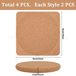 4Pcs 2 Styles Cork Coasters&nbsp;AJEW-CP0009-63
