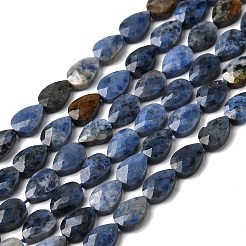 天然デュモージェライトビーズ連売り  ティアドロップ  多面カット  6x4x2.5mm  穴：0.6mm  約62~68個/連  15.16~15.55''（38.5~39.5センチメートル）&nbsp;G-B159-A04