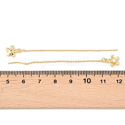Flower Brass Micro Pave Clear Cubic Zirconia Ear Thread&nbsp;EJEW-H182-10G