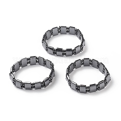ファッショナブルな磁気合成ヘマタイト伸縮性ブレスレット  ブラック  72mm&nbsp;BJEW-K007-04