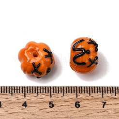 手作りランプワークビーズ  ハロウィンカボチャ  オレンジ  10.5~11.5x14.5x14~14.5mm  穴：1.6mm&nbsp;LS-LAMP-B032-01