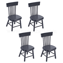 ミニウッドチェア  ドールハウス家具アクセサリー  ミニチュアダイニングルーム用  ブラック  40x41x84mm&nbsp;LS-AJEW-WH0041-76C