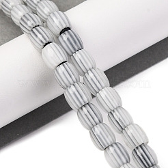 手作りのランプワークシェブロンビーズ連売り  バレル  グレー  8x7.5mm  穴：1.2mm  約47個/連  14.69''（37.3センチメートル）&nbsp;LAMP-K041-01B-11