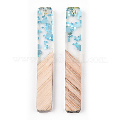 Transparent Resin & White Wood Big Pendants&nbsp;RESI-TAC0021-76