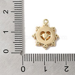 真鍮製マイクロパヴェキュービックジルコニアチャーム  心のある太陽  ゴールドカラー  14.5x13x2mm  穴：1.4mm&nbsp;KK-D091-01G