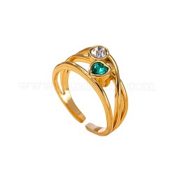 304 Stainless Steel Pave Cubic Zirconia Cuff Open Rings&nbsp;WG5D0C5-03