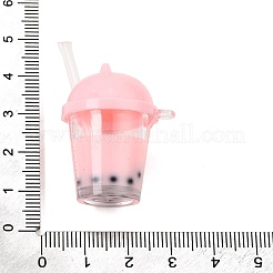 プラスチック製の模造ドリンクペンダント  バブルミルクティーチャーム  ミックスカラー  37~39x27x23mm  穴：2mm&nbsp;PL-CBAC2CB-01