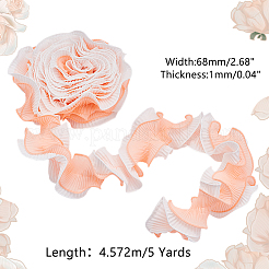 シフォンオーガンジープリーツレーストリム  衣服の装飾用  桃パフ  2-5/8インチ（68mm）&nbsp;DIY-WH0892-01A