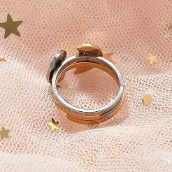 304ステンレススチールカフリング  女性のためのジュエリー  ハート  ゴールデン·ステンレス鋼色  調整可能  ハート：8x13.5mm  2個/セット&nbsp;LS-RJEW-K287-04A