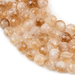 加熱された天然シトリンビーズ連売り  ラウンド  多面カット  6.5mm  穴：0.8mm  約61個/連  14.76''（37.5cm）〜14.84''（37.7cm）&nbsp;G-D359-A01-6mm