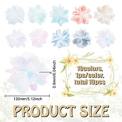 10Pcs 10 Colors Organza Flower Ornament Accessories&nbsp;DIY-FG0006-45