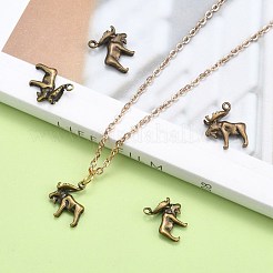 真鍮チャーム  鉛フリー＆カドミウムフリー＆ニッケルフリー  クリスマスのトナカイ/クワガタ  アンティークブロンズ  15x13x5mm  穴：1mm&nbsp;KK-A109-AB-NR