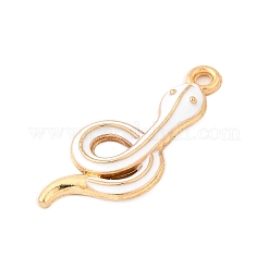 合金エナメルチャーム  スネークチャーム  ゴールドカラー  ホワイト  28.5x12x2mm  穴：1.8mm&nbsp;FIND-U031-14G-03