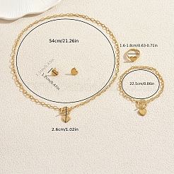 Stainless Steel Heart Bracelets & Earrings & Necklaces & Rings Sets for Women&nbsp;WD1848