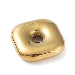 304ステンレススチールスペーサービーズ  正方形  ゴールドカラー  17x17x4.5mm  穴：3.7mm&nbsp;LS-STAS-A088-04G