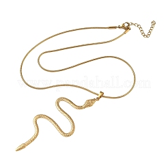 304ステンレススチール製スネークペンダント付きラウンドスネークチェーンネックレス（女性用）  ゴールドカラー  15.83インチ（40.2cm）&nbsp;NJEW-K307-01G
