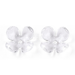 4枚の花弁透明アクリルビーズキャップ  花  透明  12x12x4.5mm  穴：1.5mm.&nbsp;X-FACR-T001-09A