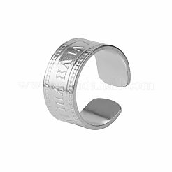 Roman Numeral 304 Stainless Steel Cuff Open Rings&nbsp;FC5135-2