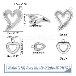 80Pcs 2 Style 304 Stainless Steel Enamel Settings&nbsp;STAS-UN0026-32