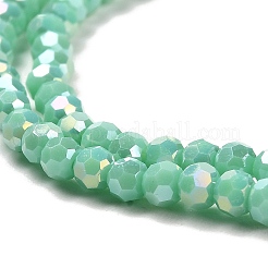 不透明ガラスビーズスタンド  ABカラー  ファセット（32ファセット）  ラウンド  アクアマリン  3.5x3mm  穴：1mm  約163~166個/連  50~51cm&nbsp;LS-EGLA-A035-P3mm-B14