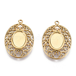 304 Stainless Steel Pendant Cabochon Settings&nbsp;STAS-T060-43G