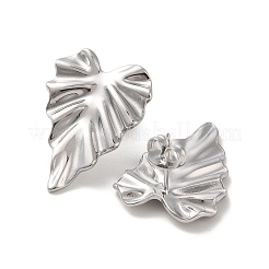 変色しないリーフ 304 ステンレススチール製スタッドピアス（女性用）  葉  ハート  25x18mm&nbsp;EJEW-L272-034P-02