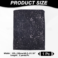 Sequin Star Moon Pattern Embroidered Polyester Mesh Fabrics&nbsp;DIY-WH0530-45C