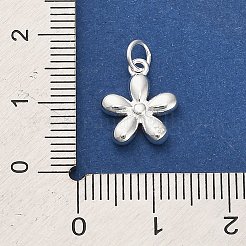 スターリングシルバーの花チャーム925個  丸カンとスタンプ925個付き  銀  12.5x11x3mm  穴：2.5mm&nbsp;STER-P071-14S