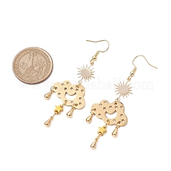 Brass & 304 Stainless Steel Dangle Earrings&nbsp;EJEW-TA00436-01