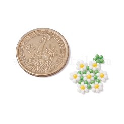 シードビーズ ビーズチャーム  花のペンダント  ホワイト  23x18x3mm  穴：1.5mm&nbsp;PALLOY-MZ00417-01