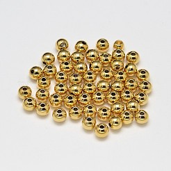 ラックメッキ真鍮丸型スペーサービーズ  カドミウムフリー＆鉛フリー  18KGP本金メッキ  6mm  穴：1.5mm&nbsp;KK-I601-6mm-G-RS