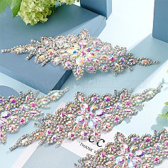 4Pcs Flower Glitter Glass Hotfix Rhinestone&nbsp;FIND-FG0005-50