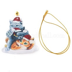 Christmas Cat Shape Acrylic Pendant Decoration&nbsp;HJEW-E007-01G-08