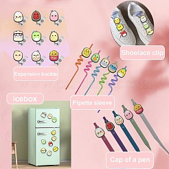 40 個 20 スタイルのかわいい PVC プラスチックカボション  食品と果物  混合図形  ミックスカラー  26~30x21~28x4mm  2個/スタイル&nbsp;KY-CJ0001-66