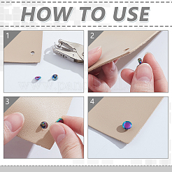 真鍮リベットスタッド30セット  バッグ用  ブーツ  革工芸装飾  フラットラウンド  虹色  9x8mm&nbsp;FIND-ME0001-67