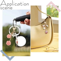 4Pcs 4 Styles Satin & Resin Rose Pendant Decorations&nbsp;KEYC-AR0001-33