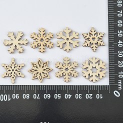 未完成の木製カボション 100 個  クリスマススノーフレーク  ペルー  2.4~2.45x2.2~2.25x0.2cm&nbsp;WOOD-CJ0001-68