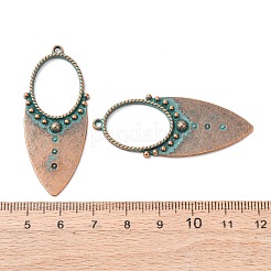 合金のチベット風チャーム  赤い銅と緑の緑青  ティアドロップ  50x21x3mm  穴：1.6mm&nbsp;X-FIND-B055-02J