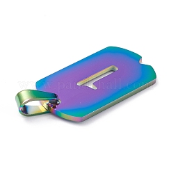 イオンプレーティング（IP）304ステンレスペンダント  数の長方形  虹色  NUM。1  27.5x14.5x1.5mm  穴：7.5x3mm&nbsp;STAS-H144-02MC-1