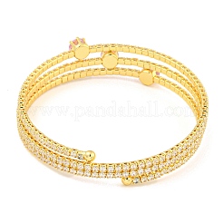 Rack Plating Brass Pave Clear Cubic Zirconia Open Cuff Wrap Bangles&nbsp;BJEW-B110-01G-03